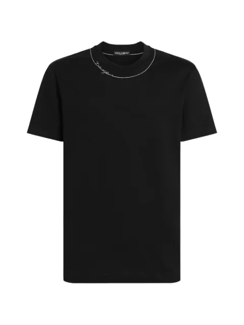 Dolce & Gabbana cotton t-shirt with embroidery Black G8RN8ZG7P9O