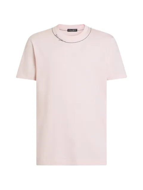 Dolce & Gabbana cotton T-shirt with DG embroidery Pink G8RN8ZG7P9O