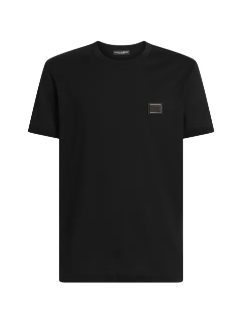 Dolce & Gabbana cotton T-shirt with logo plate Black G8PV1TG7Q1Q