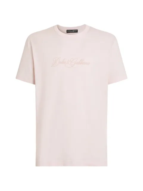 Dolce & Gabbana cotton T-shirt with DG embroidery Pink G8PT1ZG7P9K