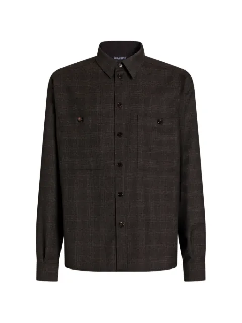 Dolce & Gabbana glen plaid saxony shirt Brown G5PE5TFQZA7