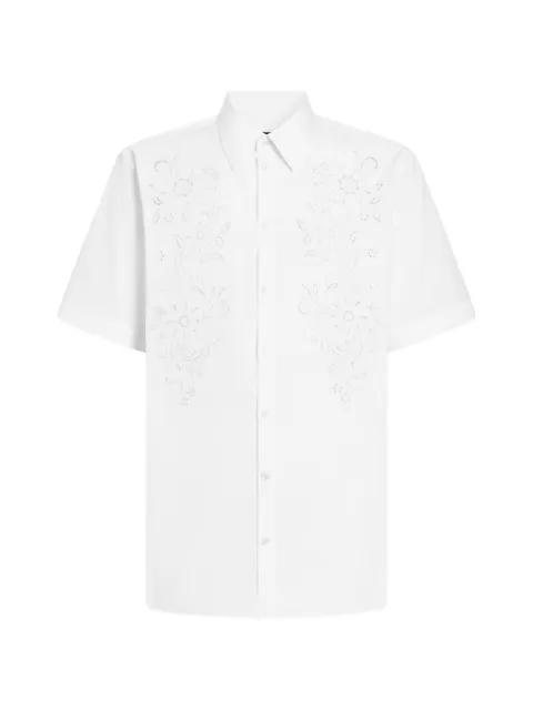 Dolce & Gabbana Hawaii poplin shirt with cutwork White G5OT8ZGK411