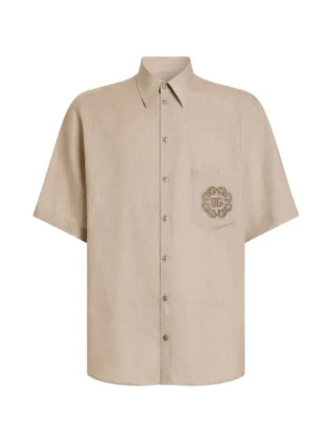 Dolce & Gabbana Portofino shirt in linen Neutrals G5OS0ZFU4MH
