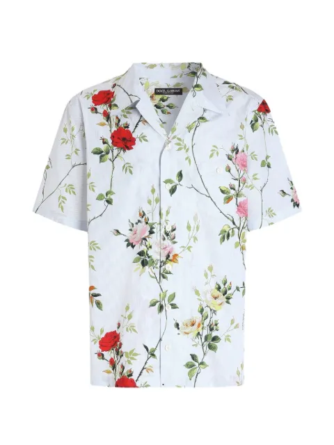 Dolce & Gabbana rose-print poplin Hawaii shirt Blue G5JH9THS5VQ