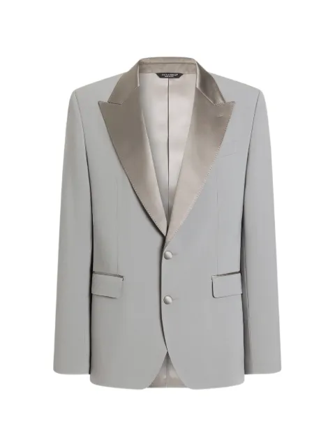 Dolce & Gabbana Sicilia light single-breasted micro-rib tuxedo jacket Grey G2XE6TFUBG3