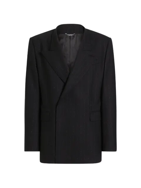 Dolce & Gabbana Sicilia double-breasted pinstripe wool jacket Black G2WQ7TFRBDS