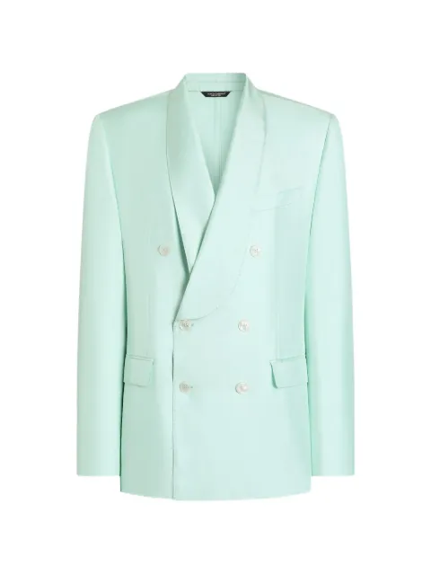 Dolce & Gabbana Sicilia Light double-breasted jacket in silk twill Blue G2WO6TFU1XB