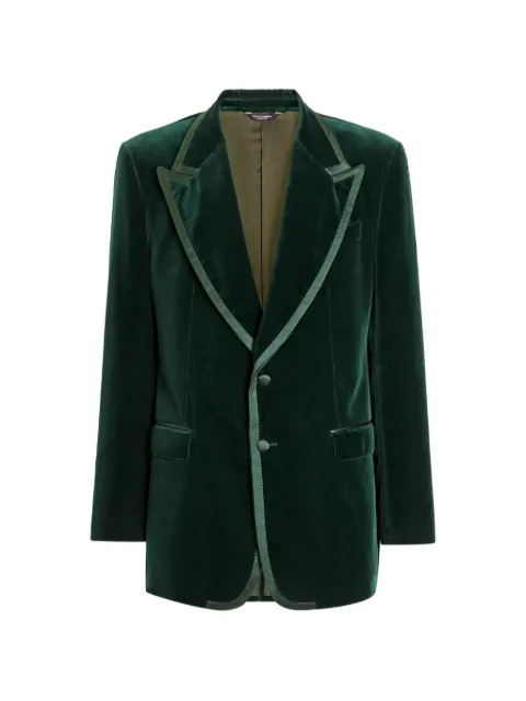 Dolce & Gabbana single-breasted tuxedo jacket in velvet Green G2WK8TFUVG7