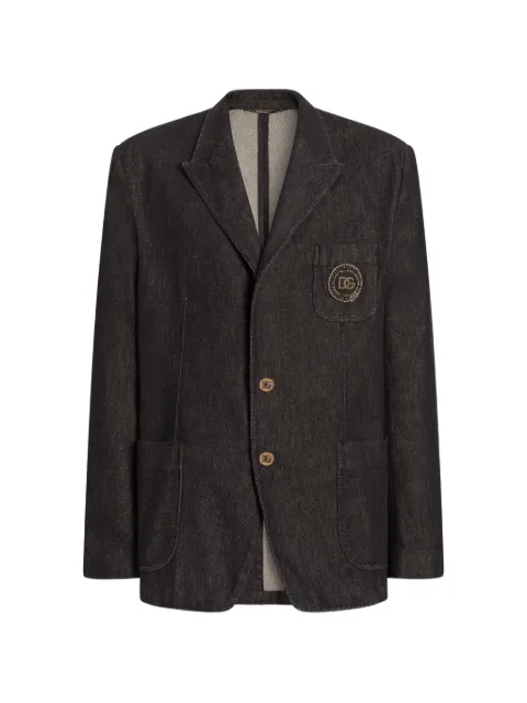 Dolce & Gabbana single-breasted Portofino denim jacket with patch Black G2UQ7ZG8PF6