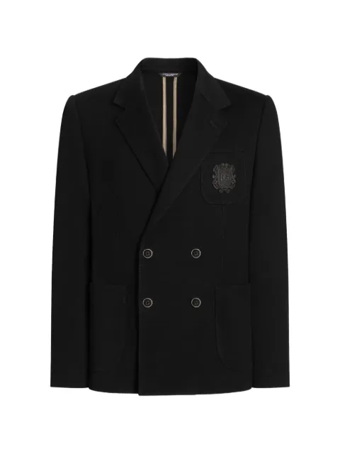 Dolce & Gabbana Portofino double- breasted jersey jacket Black G2UQ5ZHU7QN