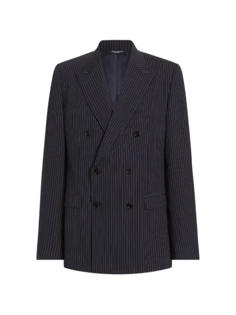 Dolce & Gabbana Martini light double-breasted pinstriped wool jacket Blue G2UN9TFRBDQ