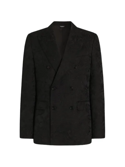 Dolce & Gabbana Sicilia light double-breasted brocade jacket Black G2TV8THJMRF