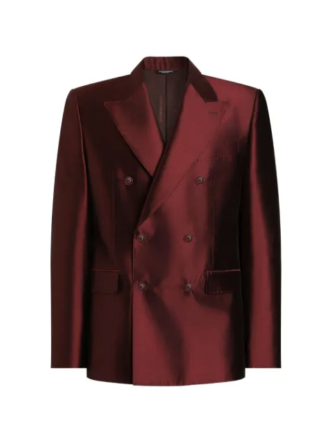 Dolce & Gabbana Sicilia Light double-breasted jacket in shantung silk Red G2TV8TFU1L6
