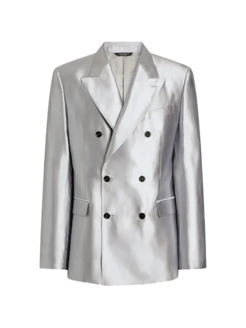 Dolce & Gabbana Sicilia Light double-breasted silk shantung jacket Silver G2TV8TFU1L6