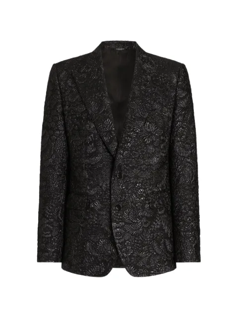 Dolce & Gabbana Sicilia light single-breasted brocade jacket Black G2TV4TFJZAN