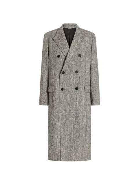 Dolce & Gabbana double-breasted herringbone wool coat Grey G061ATFCZAT