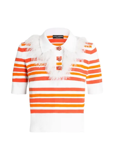 Dolce & Gabbana polo shirt pullover in striped knit White FXZ49ZJGMIY