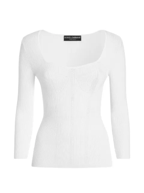 Dolce & Gabbana viscose rib-knit pullover White FXY35TJAIR5