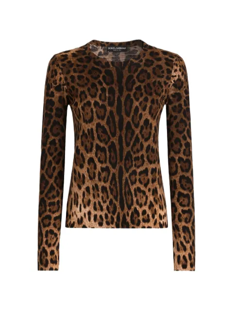 Dolce & Gabbana leo-print wool pullover Brown FXX48TJDVGG