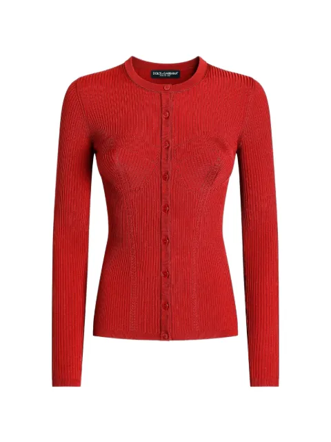 Dolce & Gabbana ribbed viscose-knit cardigan Red FXVETTJAIR5