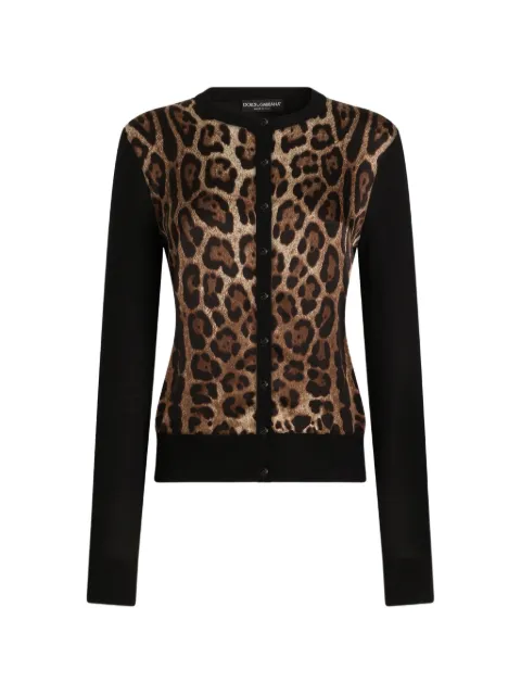 Dolce & Gabbana leo-print wool cardigan Black FXV09TJGMGS