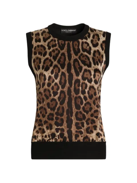 Dolce & Gabbana leo-print wool top Neutrals FXT63TJGMGS