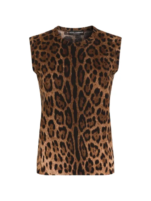 Dolce & Gabbana leo-print wool top Neutrals FXT02TJDVGG