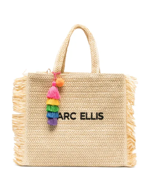 Marc Ellis fringed logo-patch tote bag Neutrals BUBYSCLAIRELNATURAL