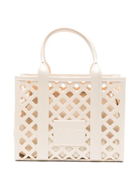 Marc Ellis lattice-detail shoulder bag Neutrals FLATPLOTBEIGEGOLD