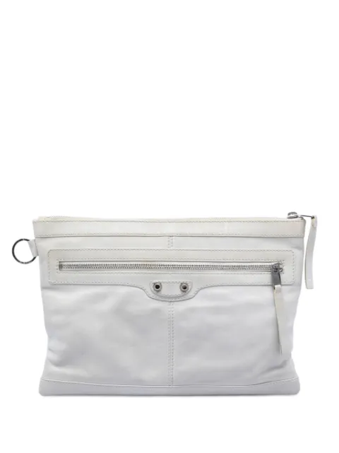 Balenciaga Pre-Owned 2016 Lambskin Motocross Classic Clip M clutch bag White 3SKNFNRAJT00R5H0