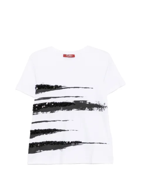 Max Mara sequin-embellished graphic-print T-shirt White 2616971012600