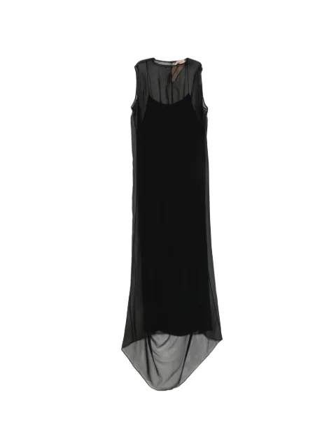 Nº21 sheer-panel layered asymmetric midi dress Black H1515586