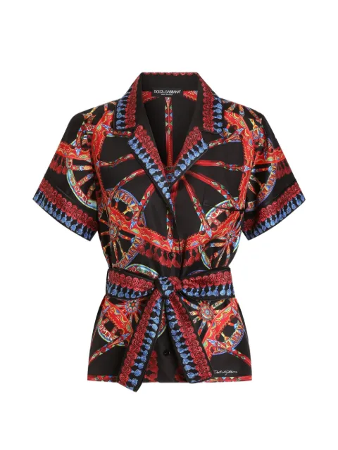 Dolce & Gabbana Carretto-print silk twill vanity shirt Black F5G67TGDDTI