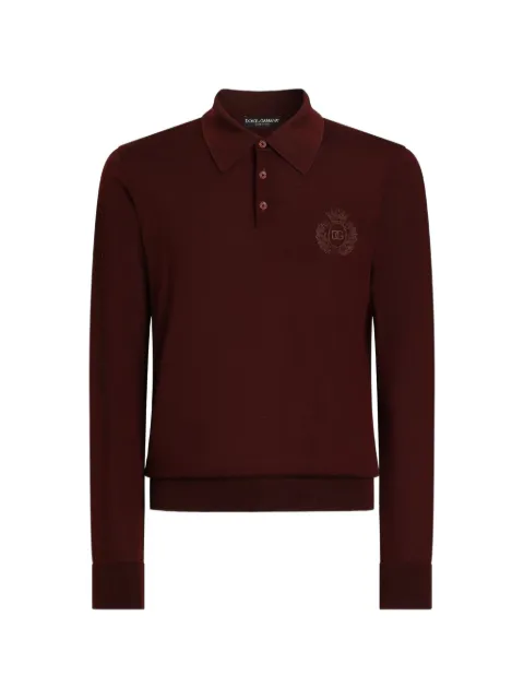 Dolce & Gabbana knit polo shirt with embroidery Purple GXZ25ZJDVMS