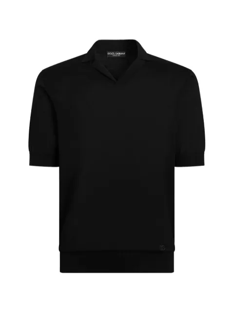 Dolce & Gabbana silk knit polo shirt Black GXZBTZJBSPK