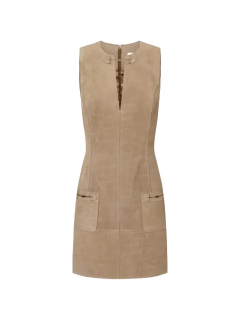 Elisabetta Franchi mini dress in suede fabric with alligator print Neutrals AP02G61E2