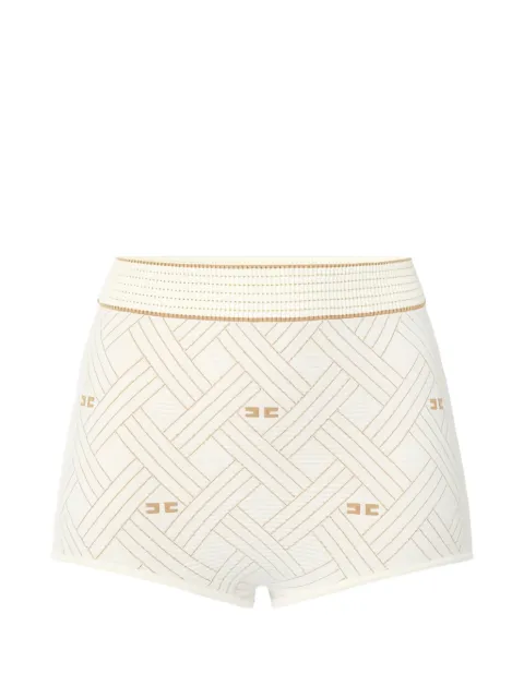 Elisabetta Franchi shorts in diamond-shaped jacquard knit fabric Neutrals KS07Q61E2