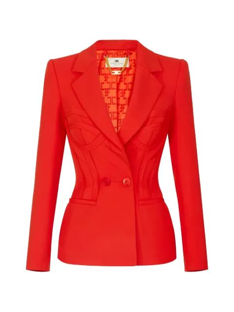 Elisabetta Franchi jacket in lightweight crêpe fabric with raw-edge fabric Red GI19761E2