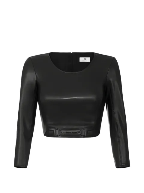 Elisabetta Franchi top with embossed logo Black MD02761E2