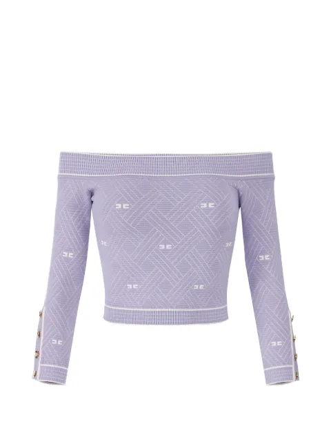 Elisabetta Franchi top in knit fabric with diamond-shaped jacquard fabric Purple MK27Q61E2