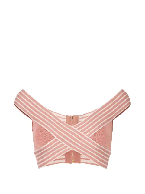 Elisabetta Franchi knit fabric top with striped bands Pink TK44S61E2