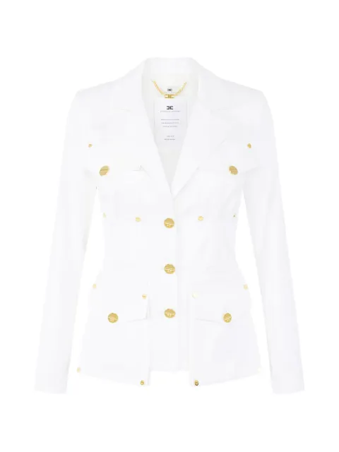 Elisabetta Franchi cotton gabardine jacket with cargo pockets White GI21261E2