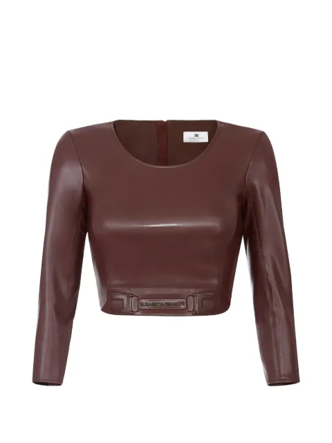 Elisabetta Franchi top with embossed logo Brown MD02761E2