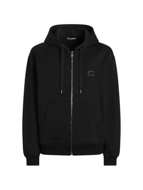 Dolce & Gabbana cotton hooded sweatshirt with logo plate Black G9CEGTG7Q20
