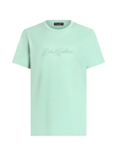 Dolce & Gabbana cotton T-shirt with DG embroidery Green G8PT1ZG7P9K