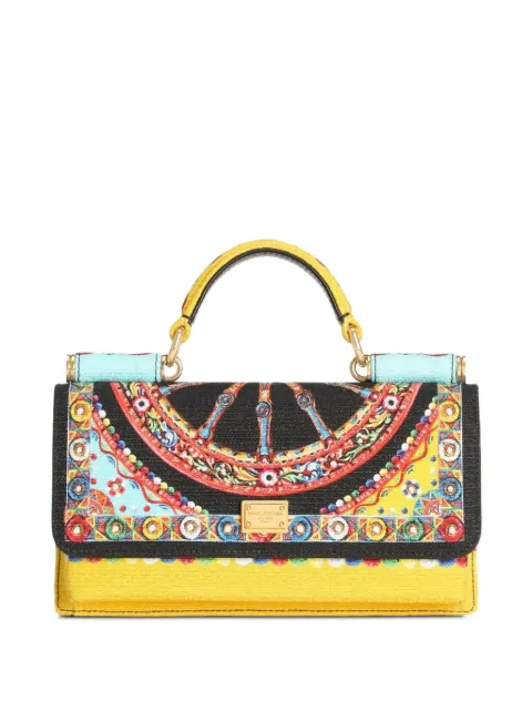 Dolce & Gabbana phone bag in Carretto-print canvas Black BI3280A0890HV6CK