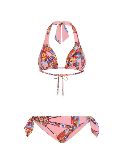 Dolce & Gabbana Carreto-print triangle bikini Pink O8A54JON0KG