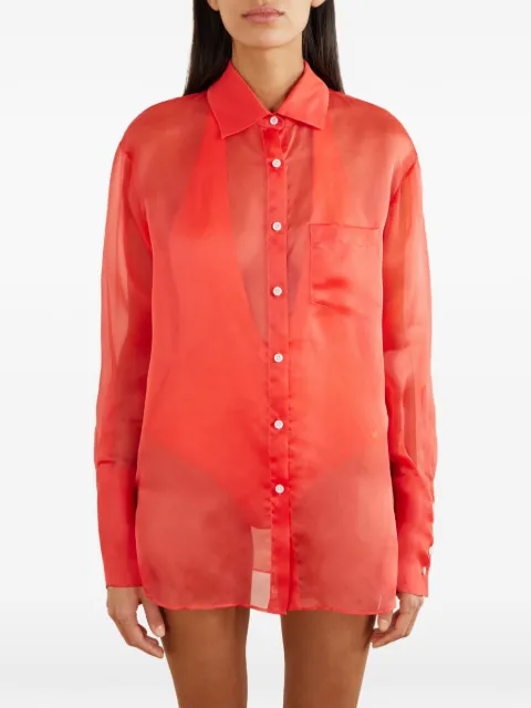 Kiki de Montparnasse sheer button-up shirt Orange R26TP120