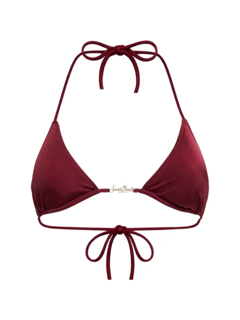 MC2 Saint Barth Leah Plate logo-detail triangle-shape bikini top Red LEH00014