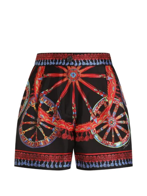 Dolce & Gabbana Carretto-print silk vanity bermuda shorts Black FTDL5TGDDTI